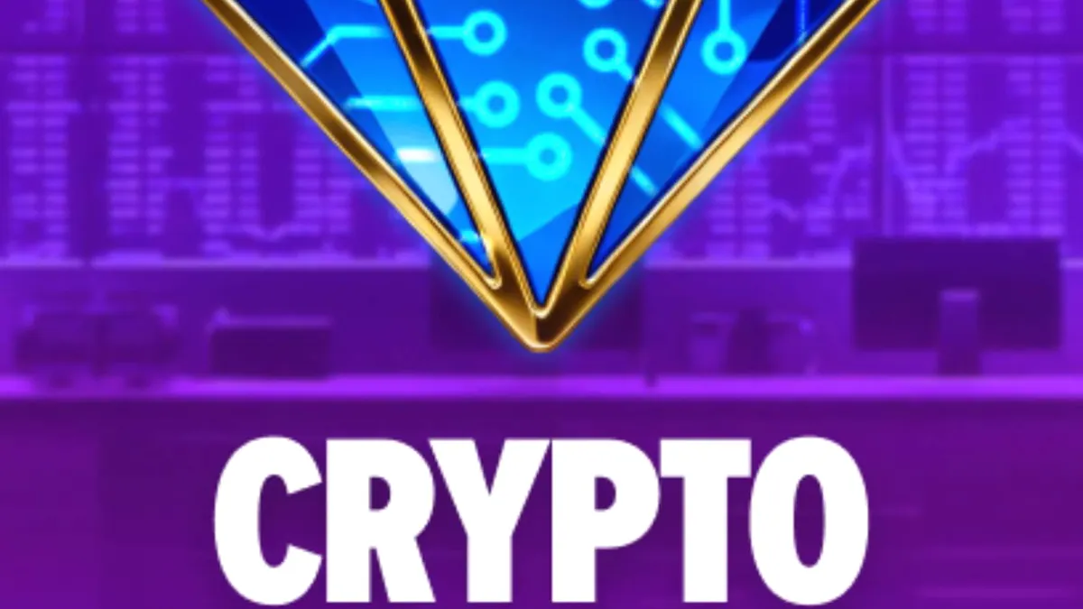 Tampilan antarmuka slot Crypto Crown 20 dengan tema neon futuristik.