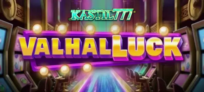 Tampilan visual slot ValhalLuck dengan tema aula Nordik yang megah